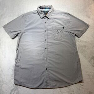 Amplify Mens‎ Short Sleeve Button Down Shirt Gray Utility Gorpcore Large